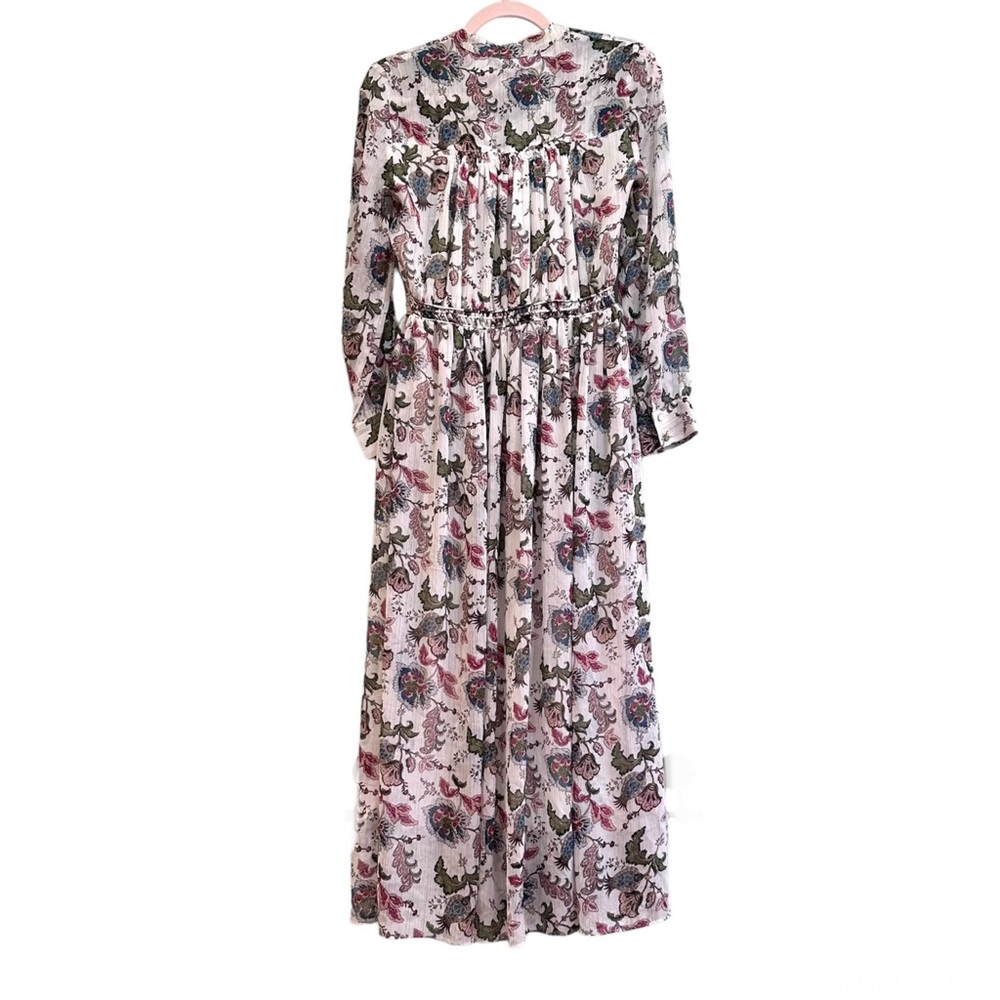 SUNCOO Paris floral long sleeve peasant maxi sundress dress, size xs - Picture 4 of 10